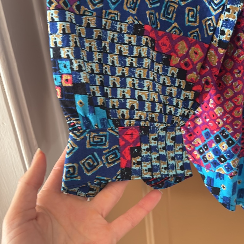 Vintage Pattern Button Down Shirt - image 3